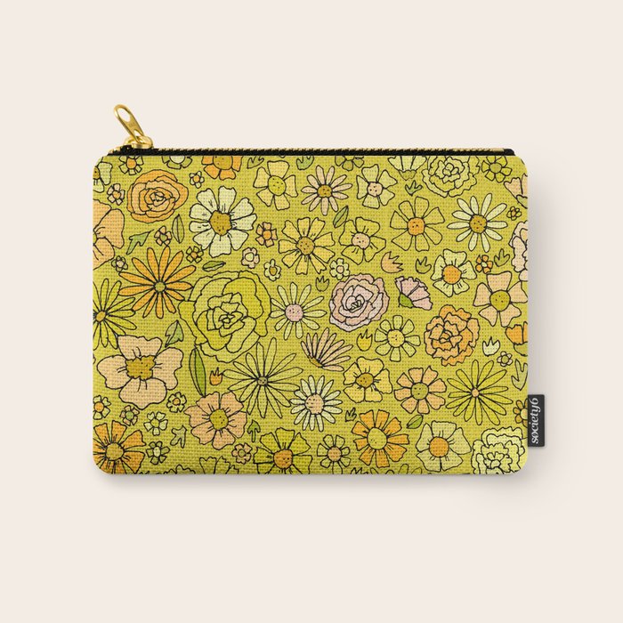 retro flower power wallpaper dreams // art by surfy birdy Carry All Pouch Gallery Image 1