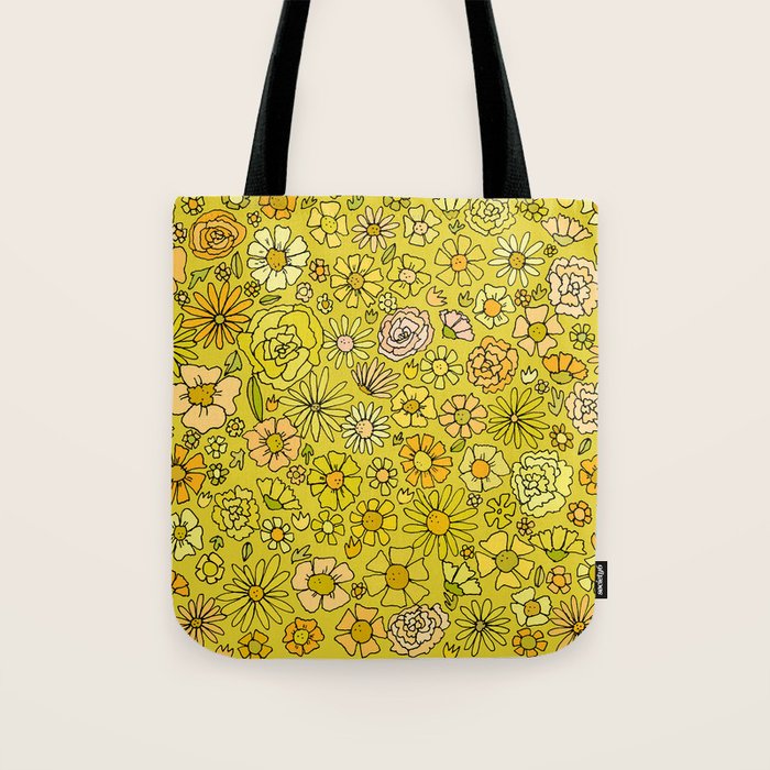 retro flower power wallpaper dreams // art by surfy birdy Tote Bag Gallery Image 1