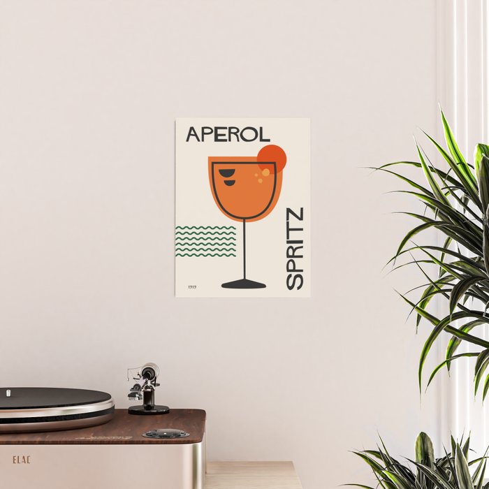 Cocktail Retro Mid Century Aperol Spritz Poster Gallery Image 2