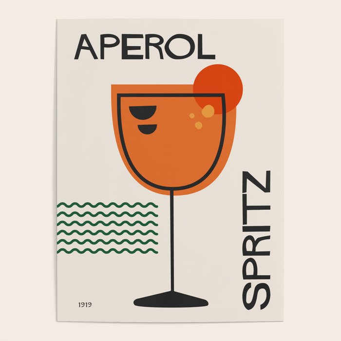 Cocktail Retro Mid Century Aperol Spritz Poster Gallery Image 1