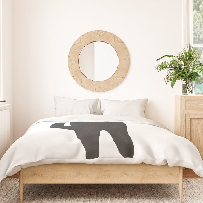 Black cat with flute Duvet Cover Gallery Image 3