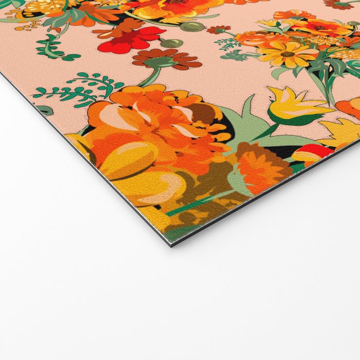 70s Pastel Floral on pink blush Boho Welcome Mat Gallery Image 2