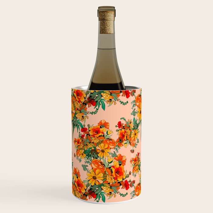 70s Pastel Floral on pink blush Boho Wine Chiller Gallery Image 2