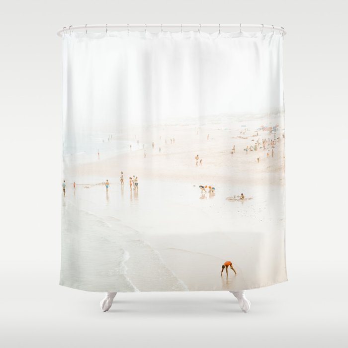 At The Beach (twelve) - minimal beach series by Ingrid Beddoes Shower Curtain Gallery Image 1