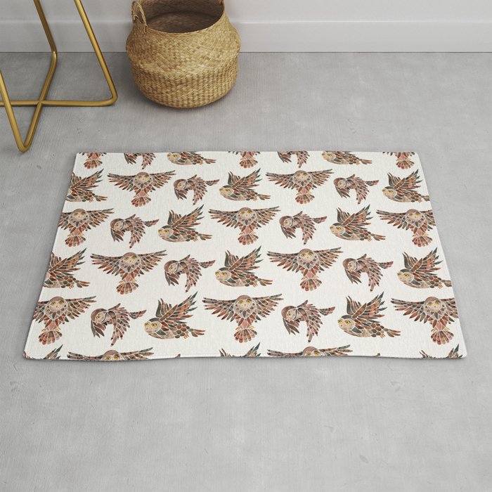 Owls in Flight - Brown Palette Rug Gallery Image 1