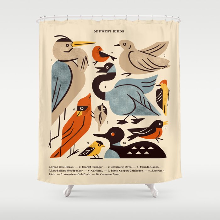 Midwest Birds Guide Shower Curtain