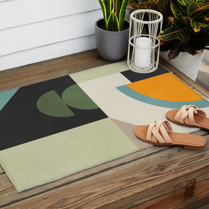 Abstract Geometric Shapes 25 Outdoor Rug Gallery Image 2