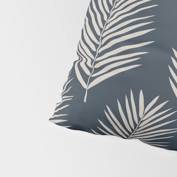 Palm Leaf Navy Blue And Cream Pillow Sham Gallery Image 4