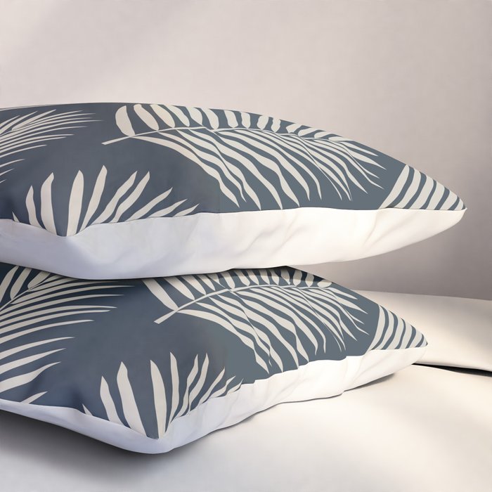 Palm Leaf Navy Blue And Cream Pillow Sham Gallery Image 3