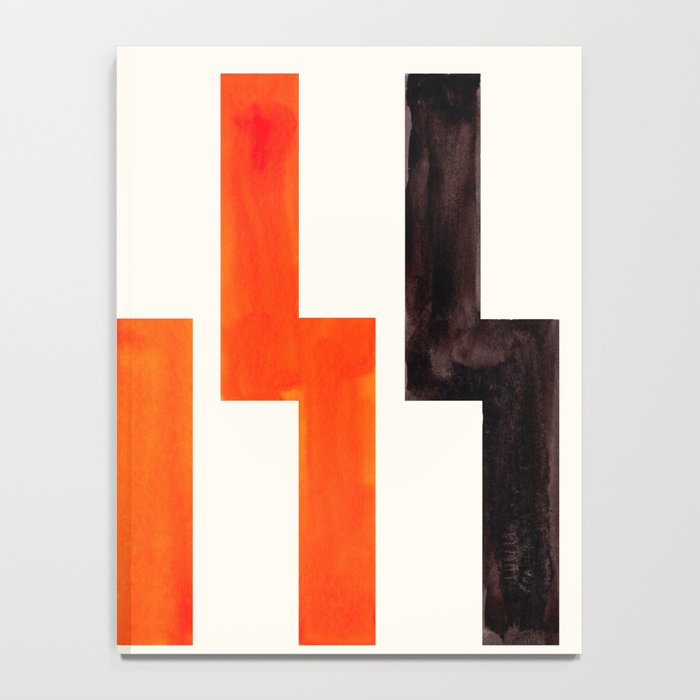 Orange & Black Geometric Minimal Mid Century Modern Lightning Bolt Pattern Watercolor Art Notebook Gallery Image 4