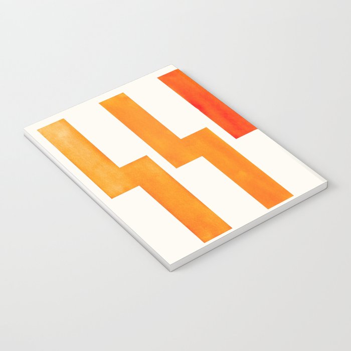 Orange & Black Geometric Minimal Mid Century Modern Lightning Bolt Pattern Watercolor Art Notebook Gallery Image 3