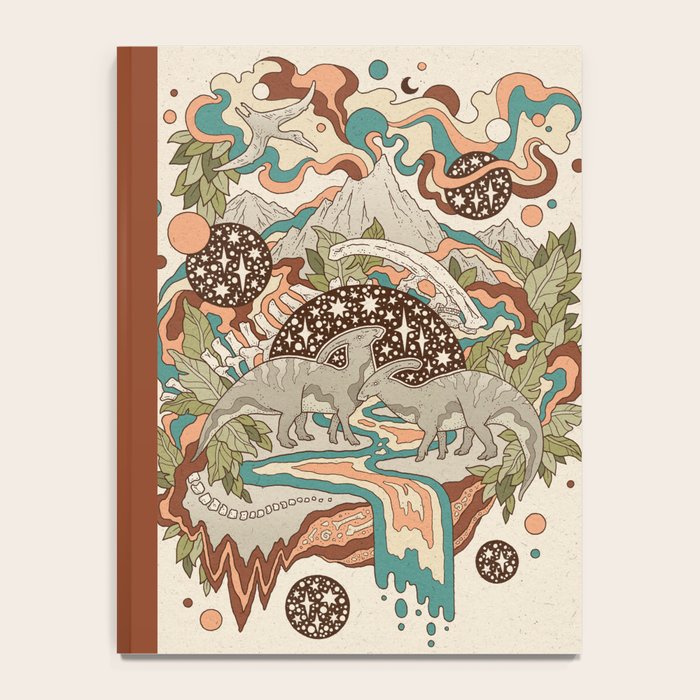 Lost Portal: Parasaurolophus | Retro Rainbow Palette | Dinosaur Science Fiction Art Notebook Gallery Image 4