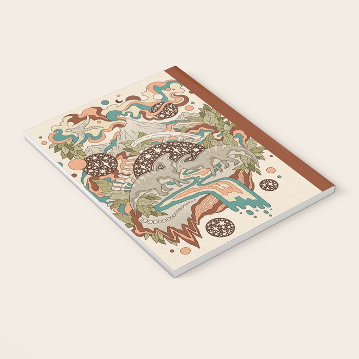 Lost Portal: Parasaurolophus | Retro Rainbow Palette | Dinosaur Science Fiction Art Notebook Gallery Image 3