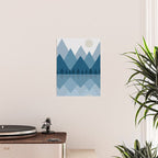 Calming Abstract Geometric Mountains Blue Poster Gallery Image 2