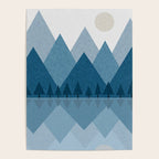 Calming Abstract Geometric Mountains Blue Poster Gallery Image 4