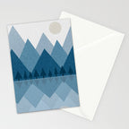 Calming Abstract Geometric Mountains Blue Stationery Card Gallery Image 2