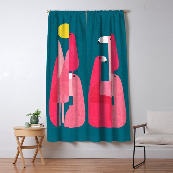 Pink flamingoes Window Curtain Gallery Image 5