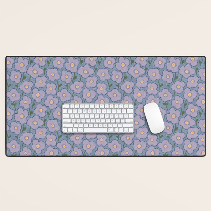 Little flowers in lavender and blue Desk Mat Gallery Image 1