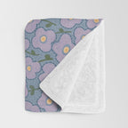 Little flowers in lavender and blue Throw Blanket Gallery Image 3