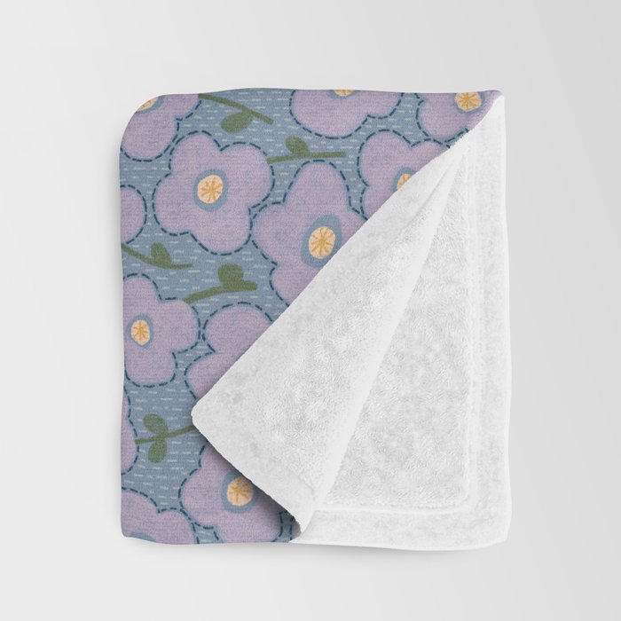 Little flowers in lavender and blue Throw Blanket Gallery Image 3