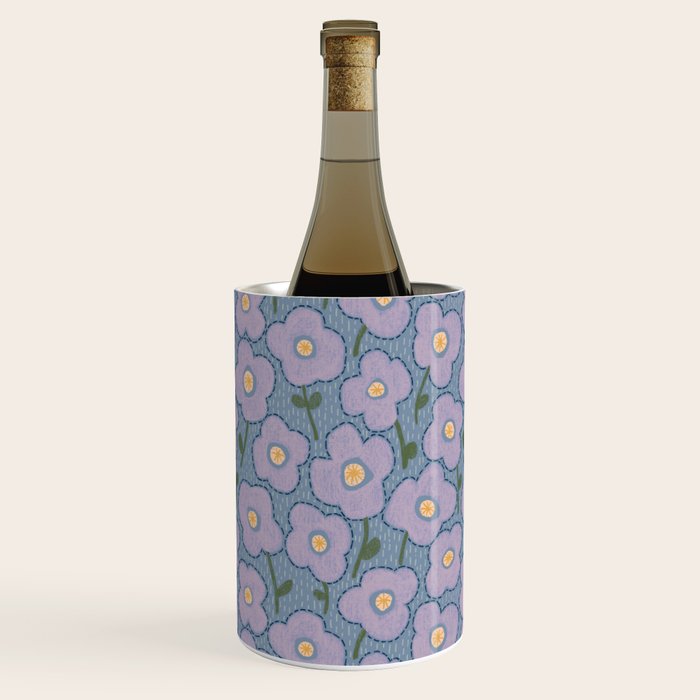 Little flowers in lavender and blue Wine Chiller Gallery Image 2