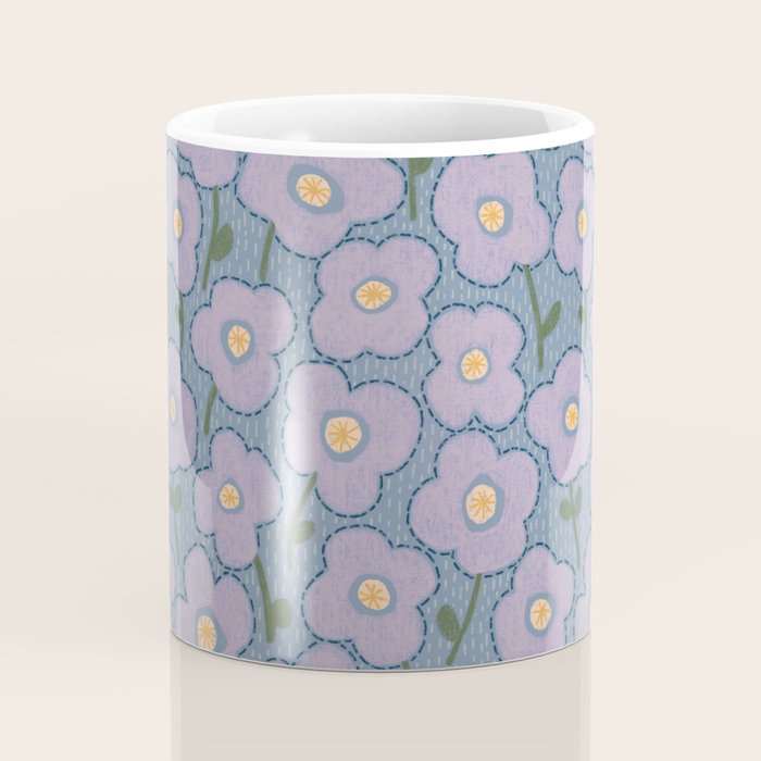 Little flowers in lavender and blue Coffee Mug Gallery Image 4