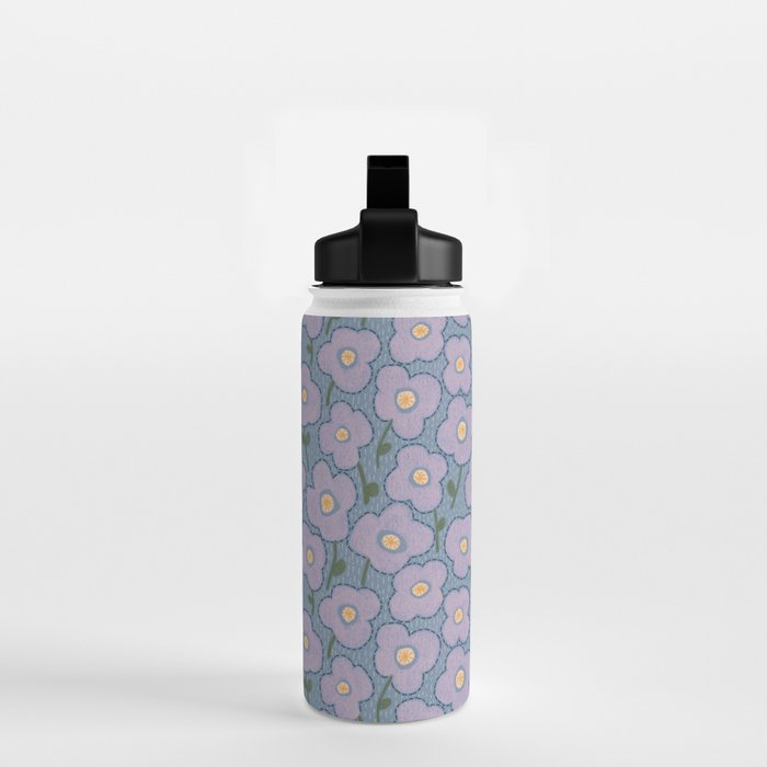 Little flowers in lavender and blue Water Bottle Gallery Image 2