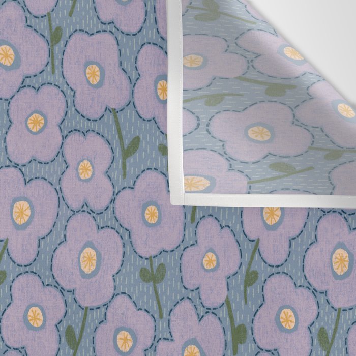 Little flowers in lavender and blue Wall Tapestry Gallery Image 3