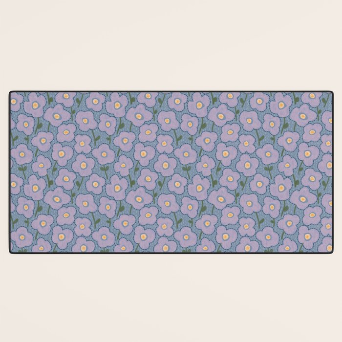Little flowers in lavender and blue Desk Mat Gallery Image 3
