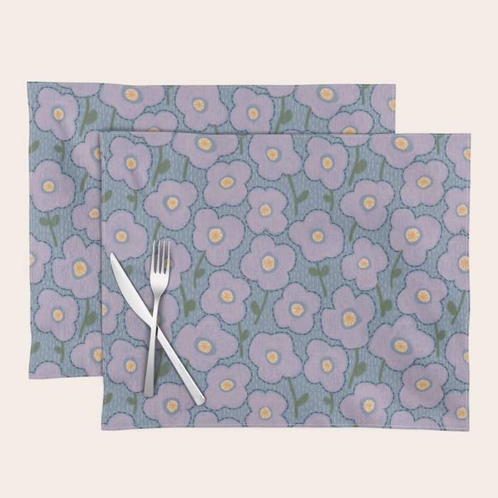 Little flowers in lavender and blue Placemat Gallery Image 1