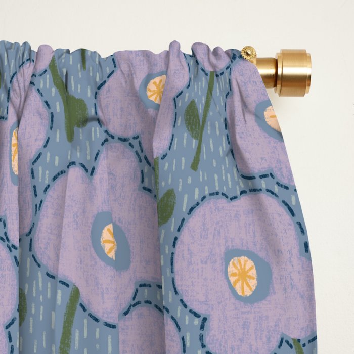 Little flowers in lavender and blue Window Curtain Gallery Image 2