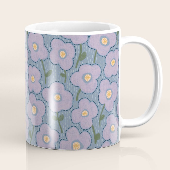 Little flowers in lavender and blue Coffee Mug Gallery Image 1