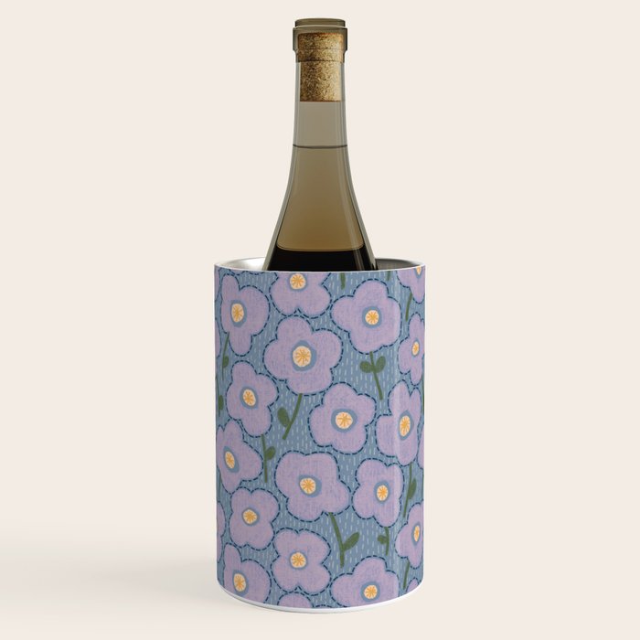 Little flowers in lavender and blue Wine Chiller Gallery Image 1