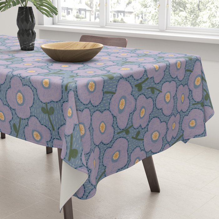Little flowers in lavender and blue Tablecloth Gallery Image 3