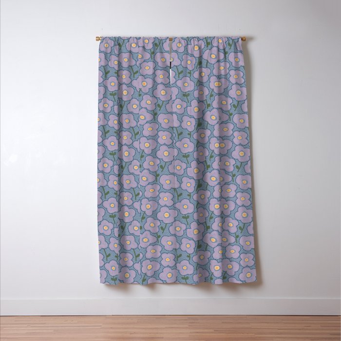 Little flowers in lavender and blue Window Curtain Gallery Image 3