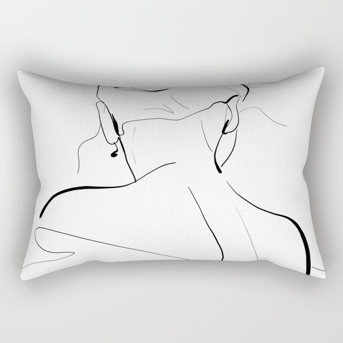Woman-line art Rectangular Pillow Gallery Image 2