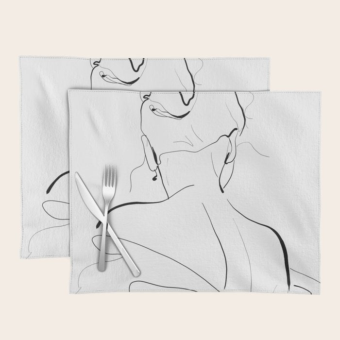 Woman-line art Placemat Gallery Image 1