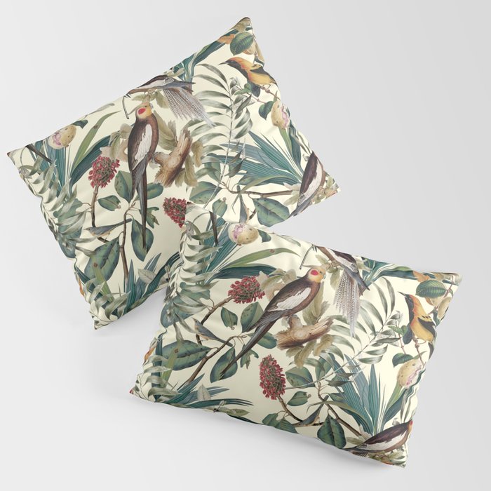 Floral and Birds Vintage Garden Pillow Sham Gallery Image 1