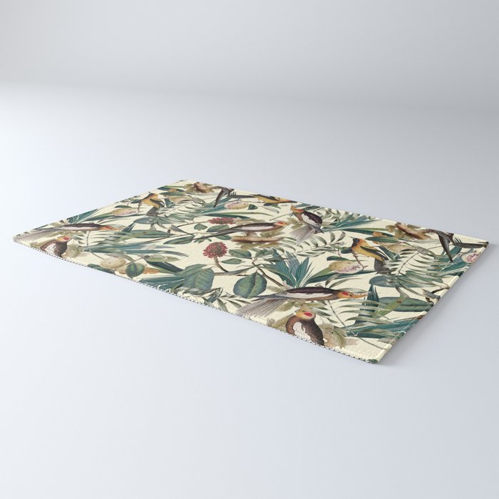 Floral and Birds Vintage Garden Rug Gallery Image 3