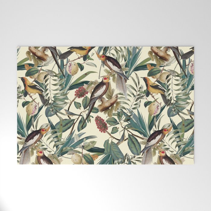 Floral and Birds Vintage Garden Welcome Mat Gallery Image 1