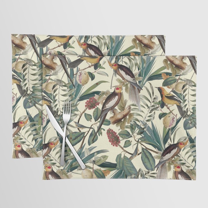Floral and Birds Vintage Garden Placemat Gallery Image 1