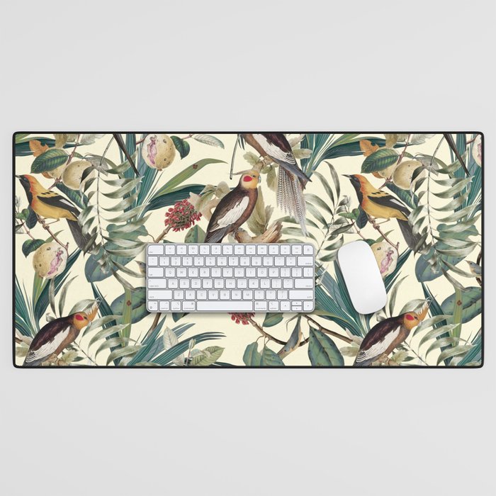 Floral and Birds Vintage Garden Desk Mat Gallery Image 1