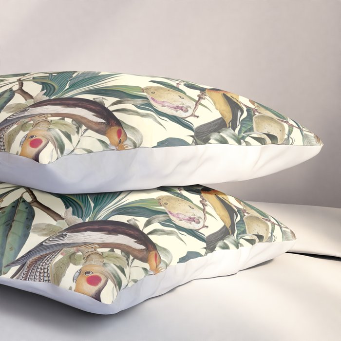 Floral and Birds Vintage Garden Pillow Sham Gallery Image 3