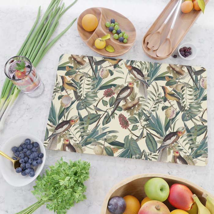 Floral and Birds Vintage Garden Cutting Board Gallery Image 2