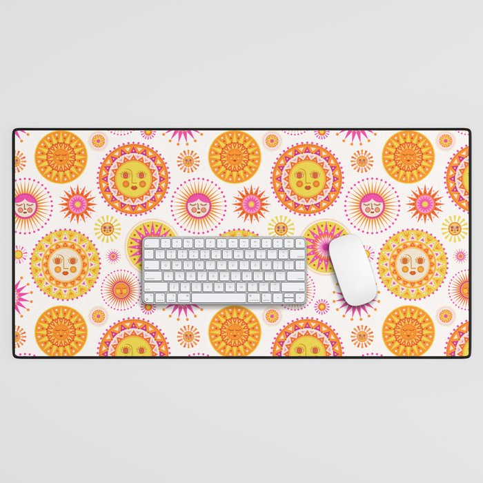Here Comes the Sun - Pink and Yellow Desk Mat Gallery Image 1