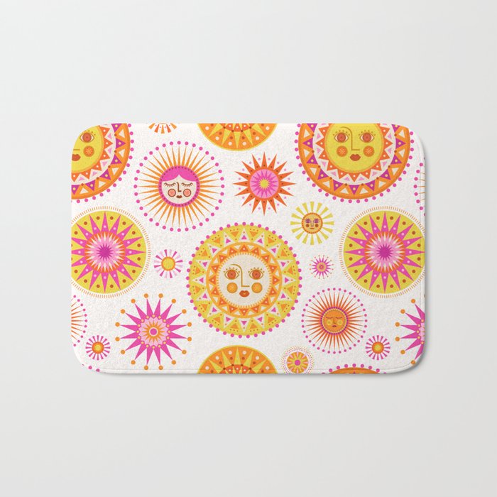 Here Comes the Sun - Pink and Yellow Bath Mat Gallery Image 1