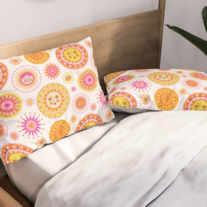Here Comes the Sun - Pink and Yellow Pillow Sham Gallery Image 2