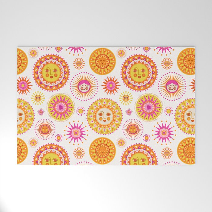 Here Comes the Sun - Pink and Yellow Welcome Mat Gallery Image 1