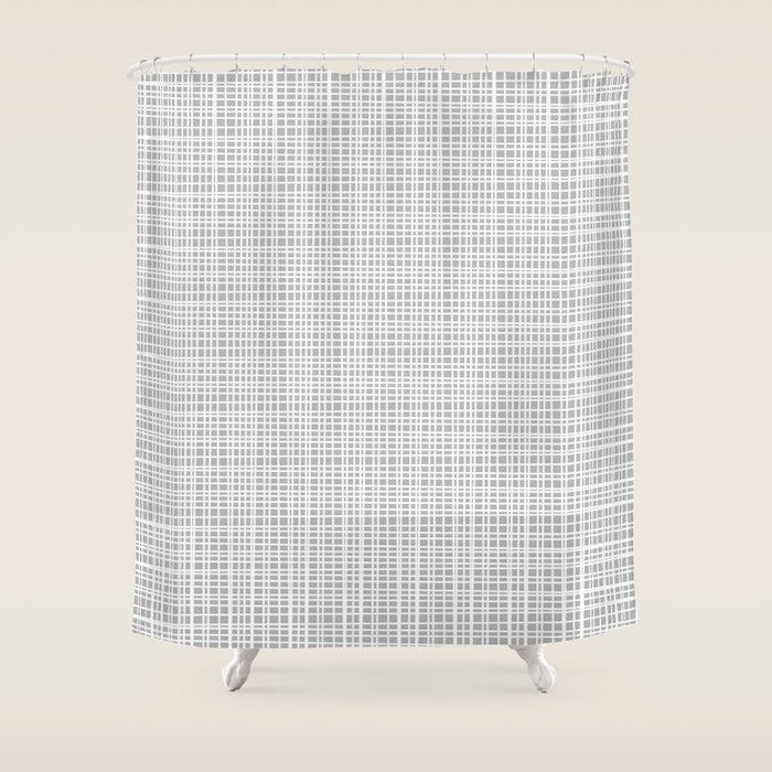 Minimalist Fine Weave Pattern in Gray and White Shower Curtain Gallery Image 1