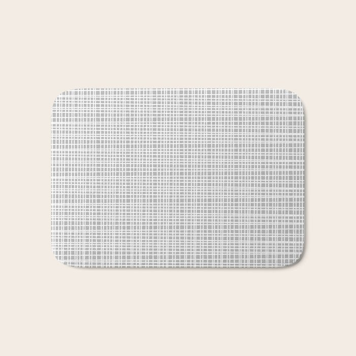 Minimalist Fine Weave Pattern in Gray and White Bath Mat Gallery Image 1